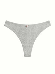 Lingerie Thongs Light Gray Ribbed