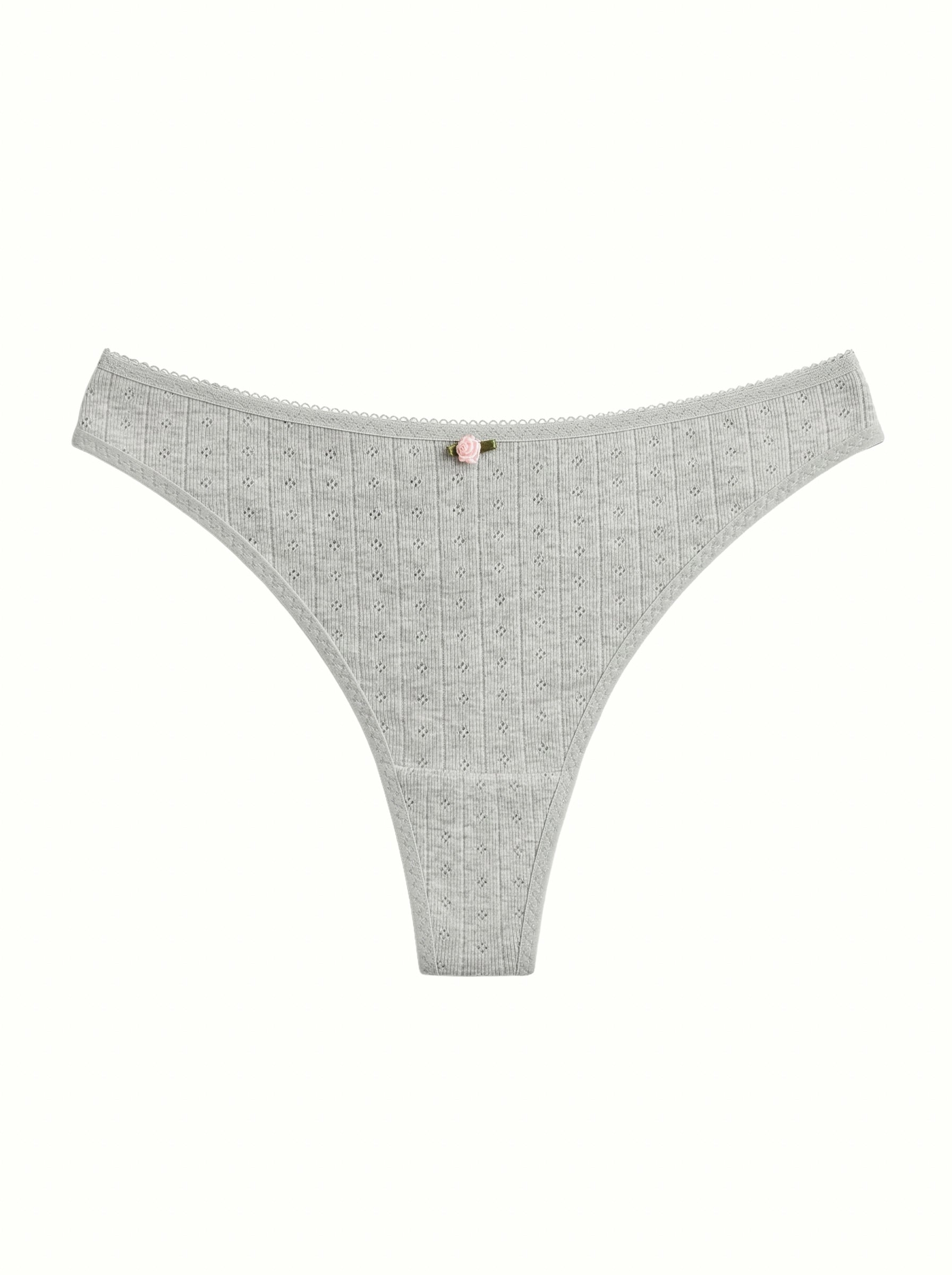 Lingerie Thongs Light Gray Ribbed
