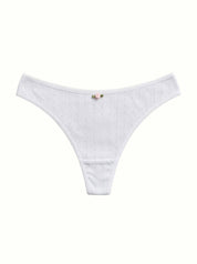 Lingerie Thongs White Ribbed