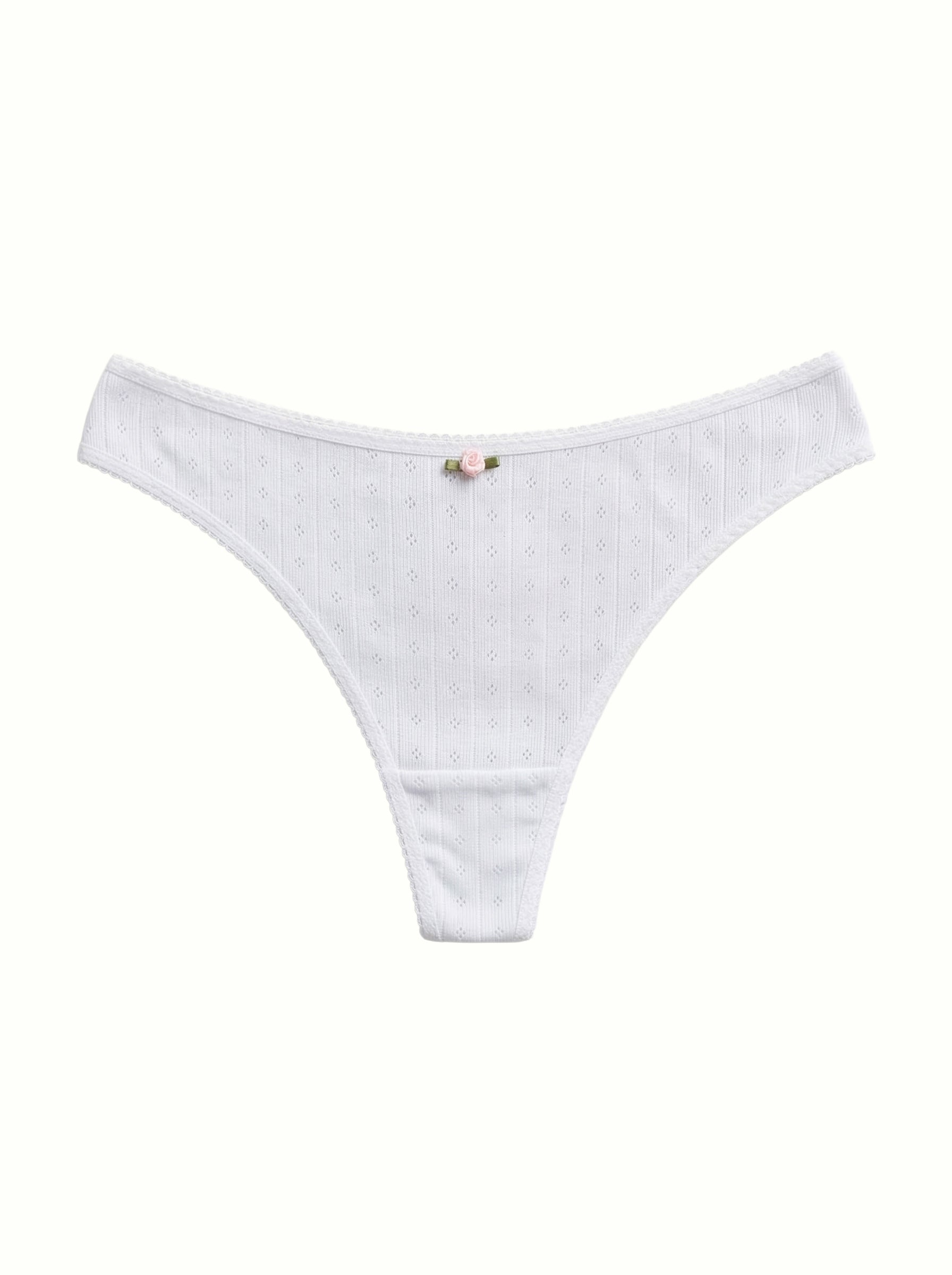 Lingerie Thongs White Ribbed