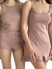 Ribbed mink sleep dress
