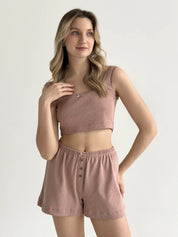 Ribbed shorts with a gusset mink