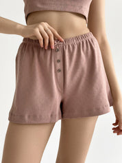 Ribbed shorts with a gusset mink