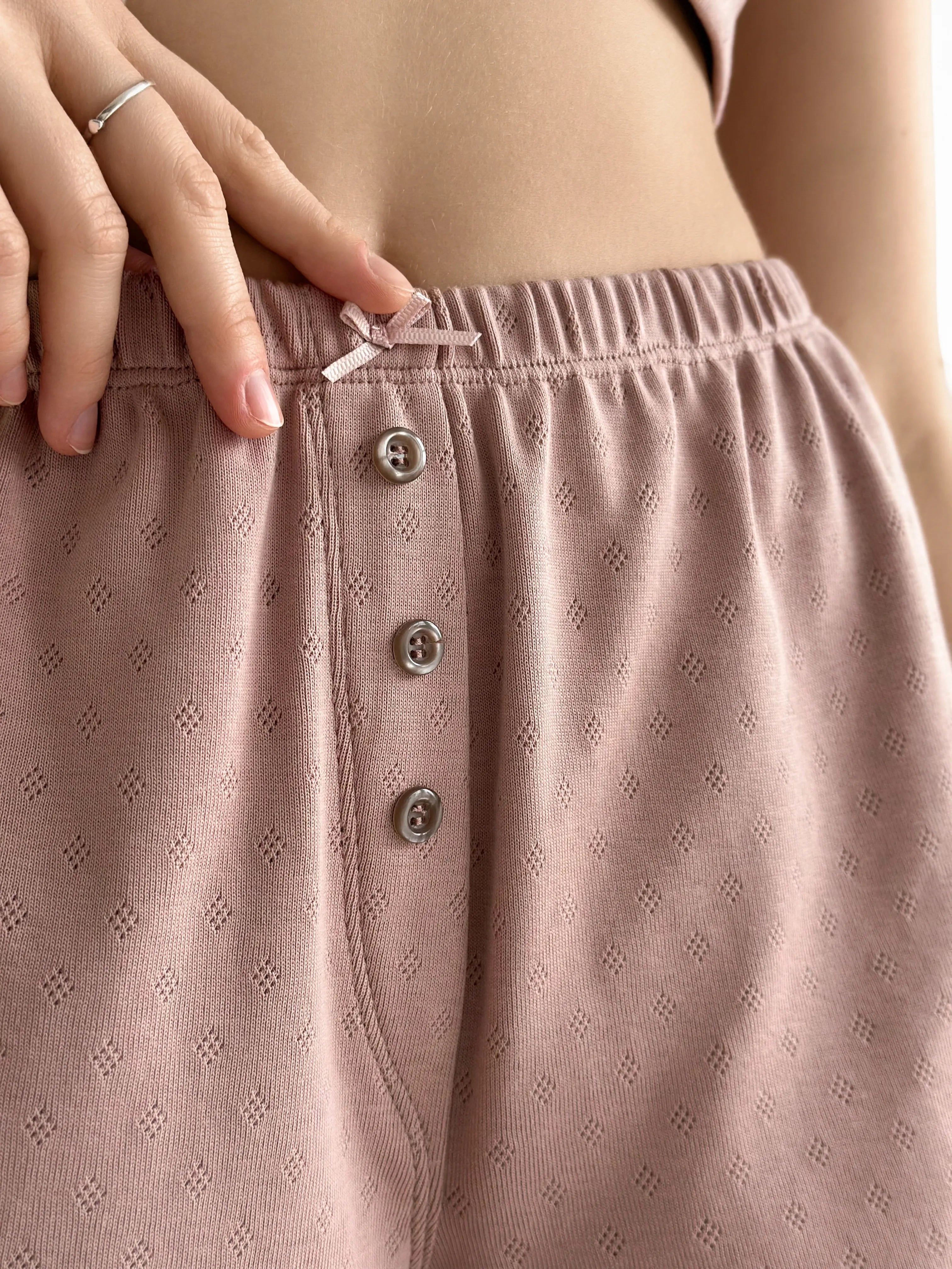 Ribbed shorts with a gusset mink