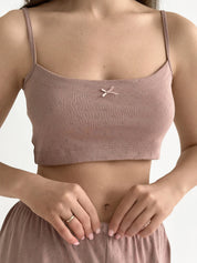 Ribbed top with mink trims