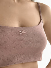 Ribbed top with mink trims
