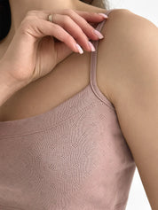 Ribbed top with mink trims