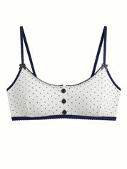 Lingerie Top Blue Polka Dots on White Knit