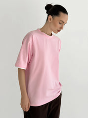 T-shirt with white trim, light pink, onesize