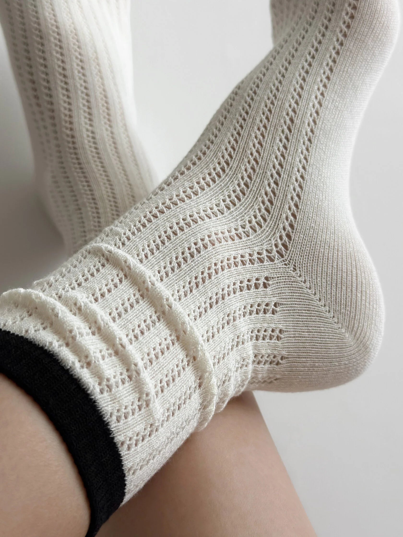 White cotton lace socks