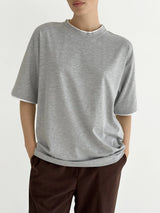T-shirt with white trim, gray , onesize
