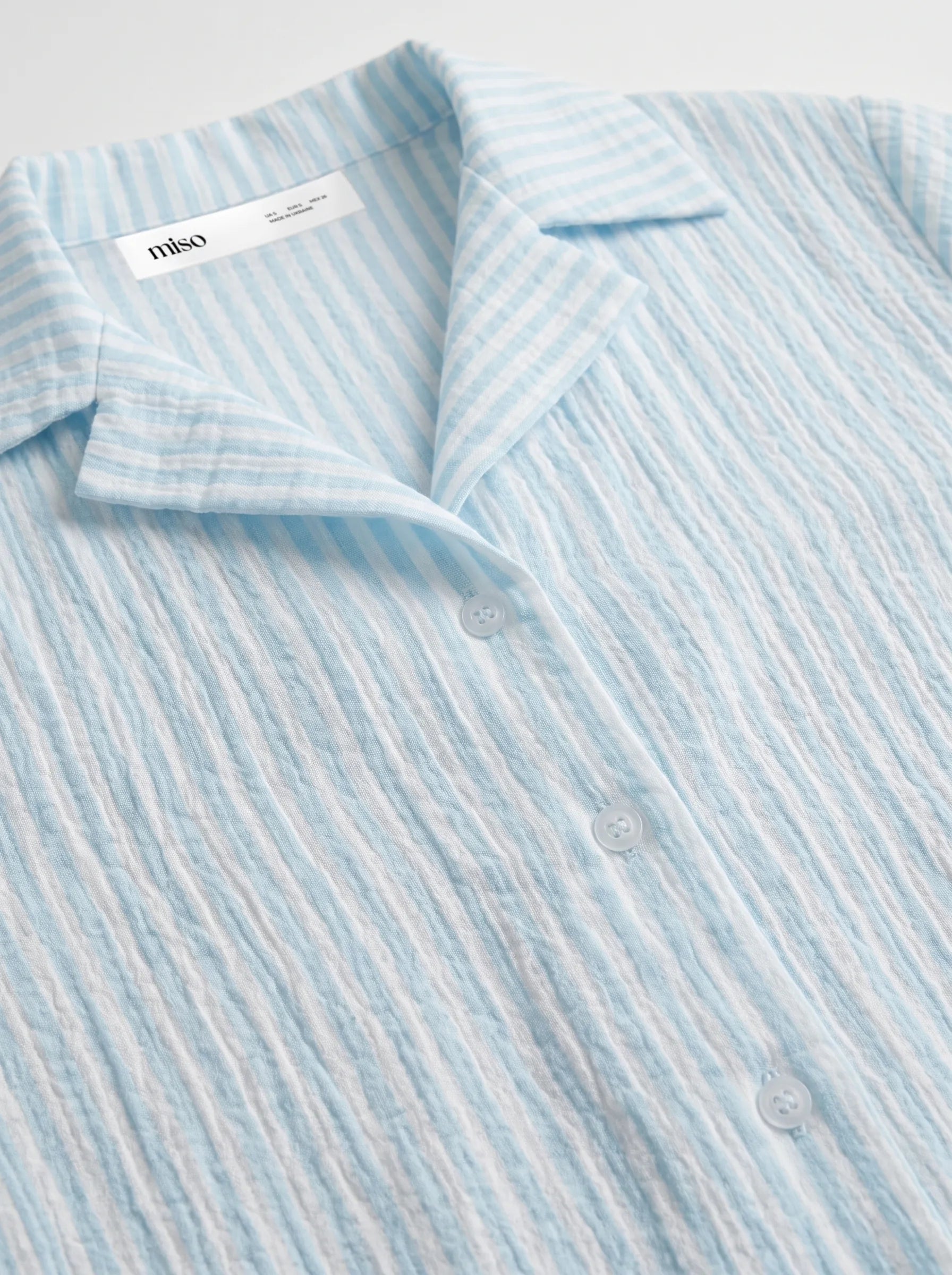 Blue striped muslin shirt and shorts suit