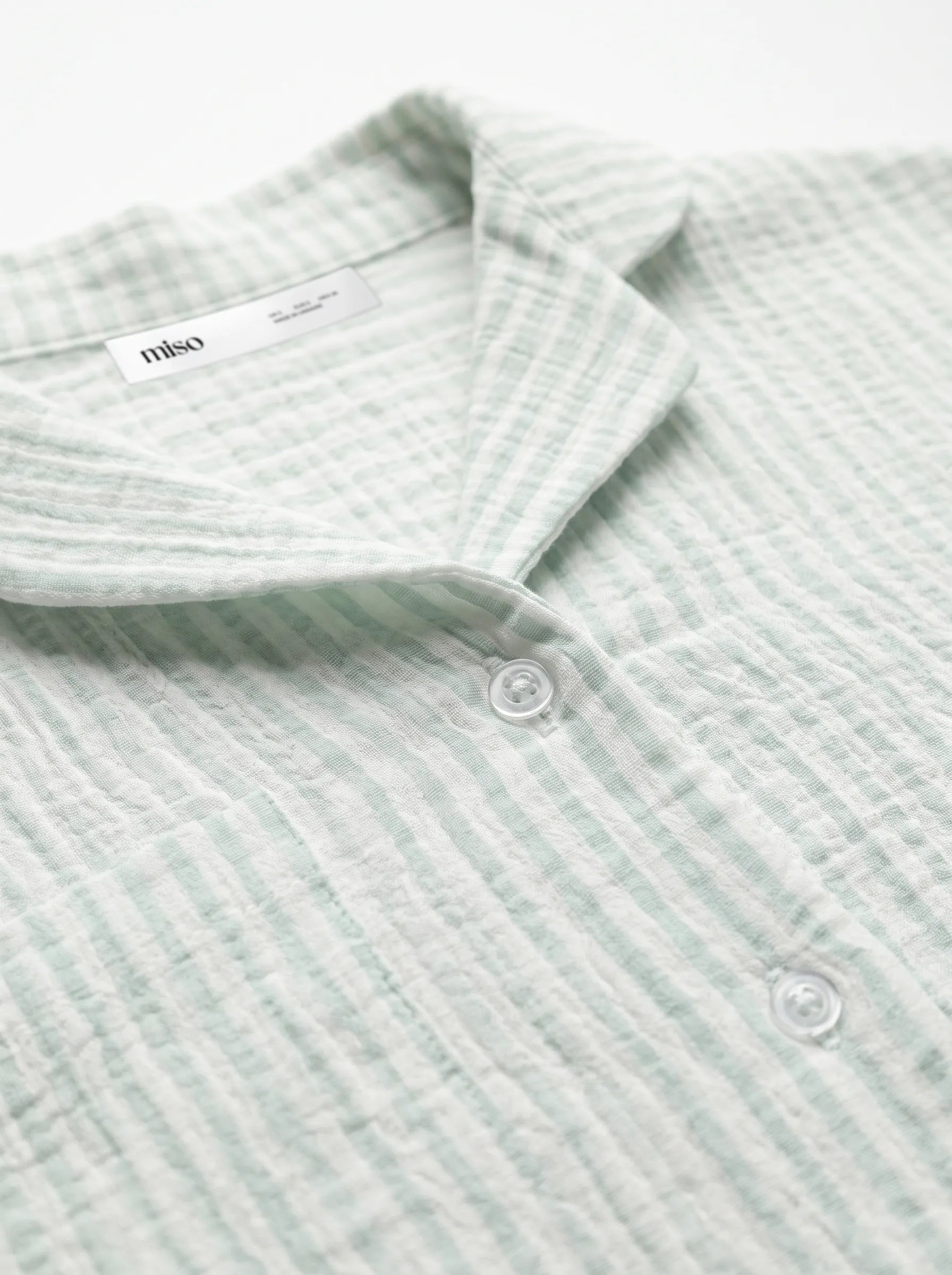 Gray striped muslin shirt and pants suit