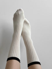 White cotton lace socks