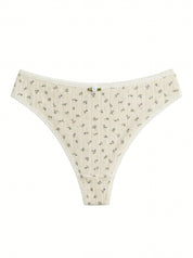 Lingerie Thongs Blue Flower Ribbed