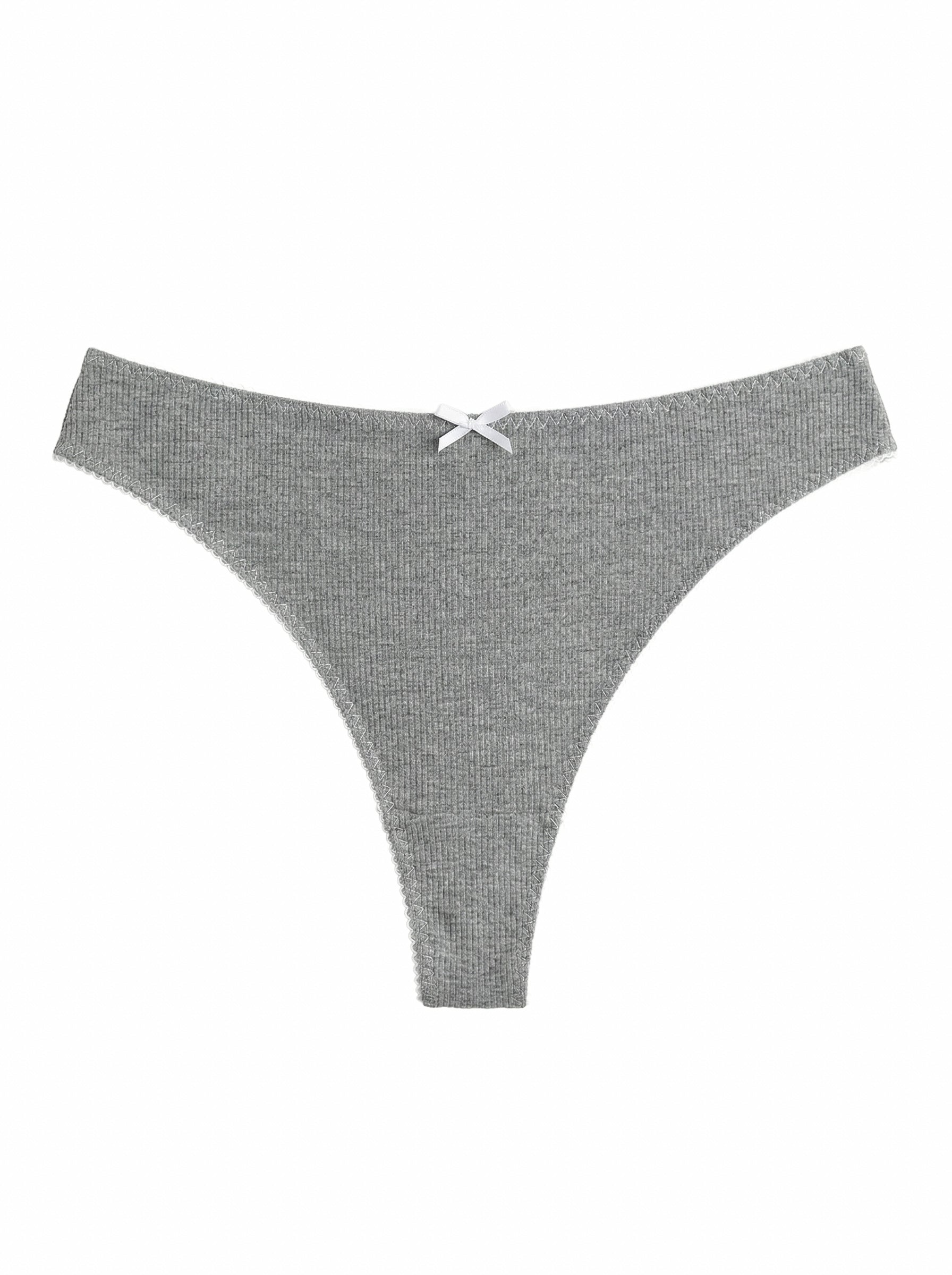 Lingerie Thongs “Tenderness” Dark Gray Ribbed Knit