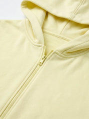 Cotton Sweatshirt with a hood and a zipper 3-thread knit lemon