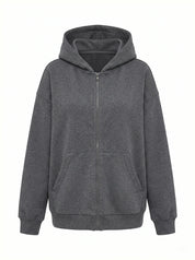 Cotton Sweatshirt with a hood and a zipper 3-thread knit graphite
