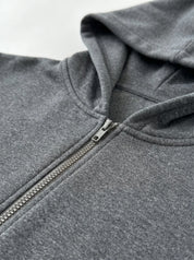 Cotton Sweatshirt with a hood and a zipper 3-thread knit graphite