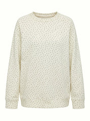 Cotton Sweatshirt knitwear 3-thread blue flower on milky