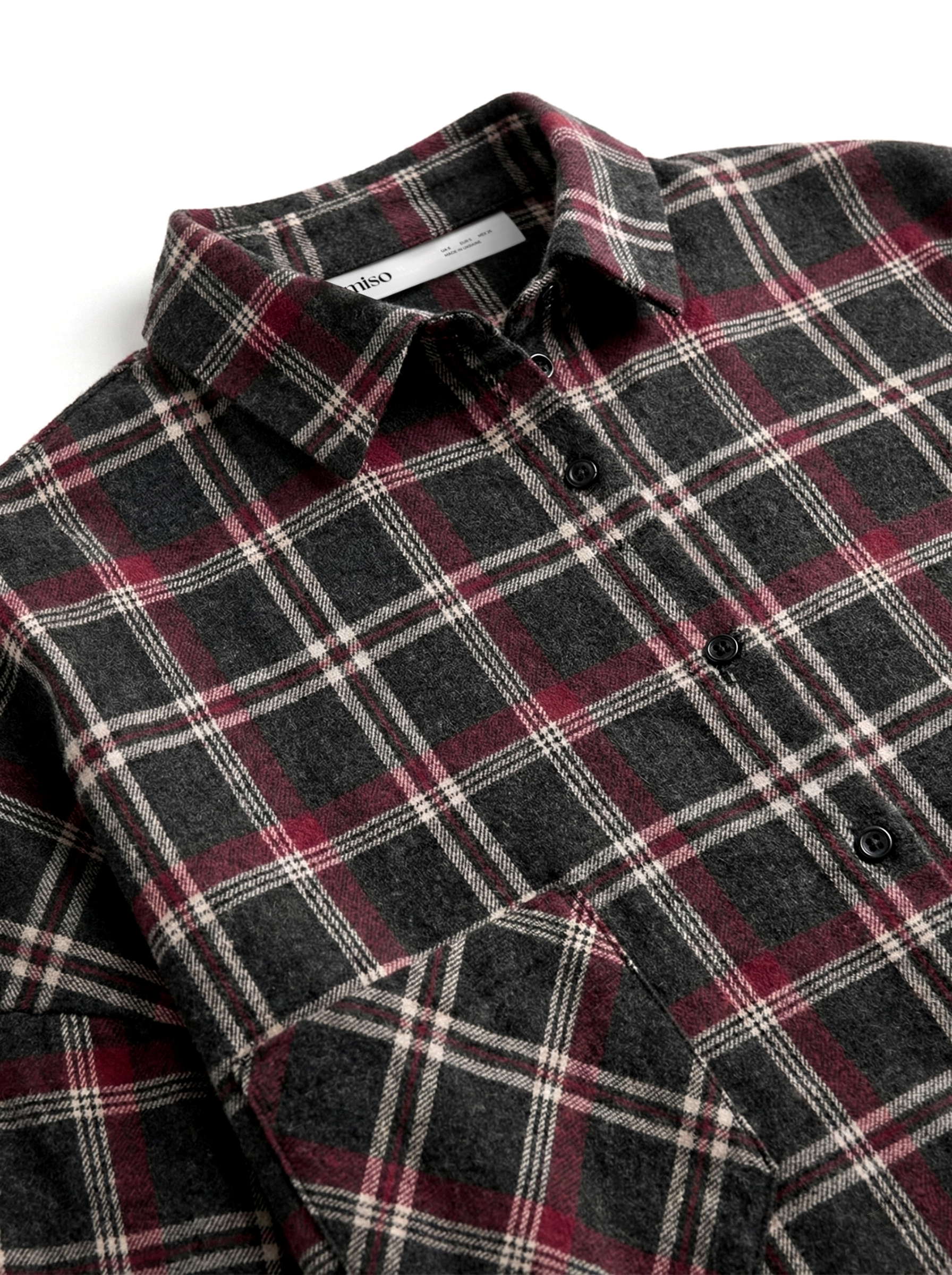Flannel Shirt black "large burgundy and white check"