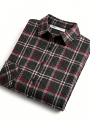 Flannel Shirt black "large burgundy and white check"
