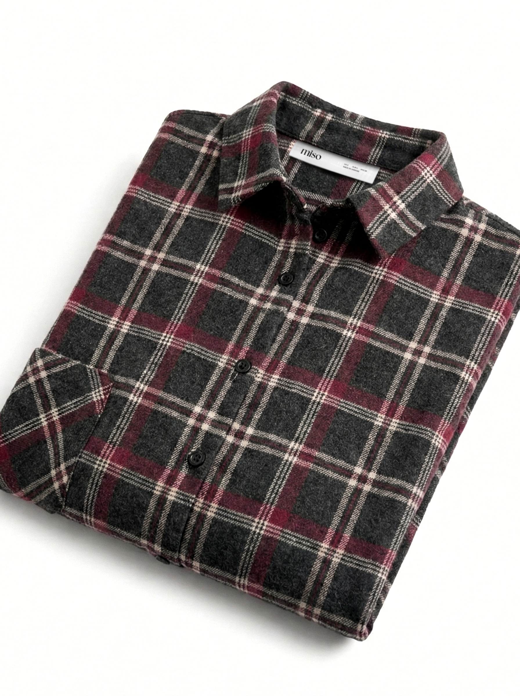 Flannel Shirt black "large burgundy and white check"