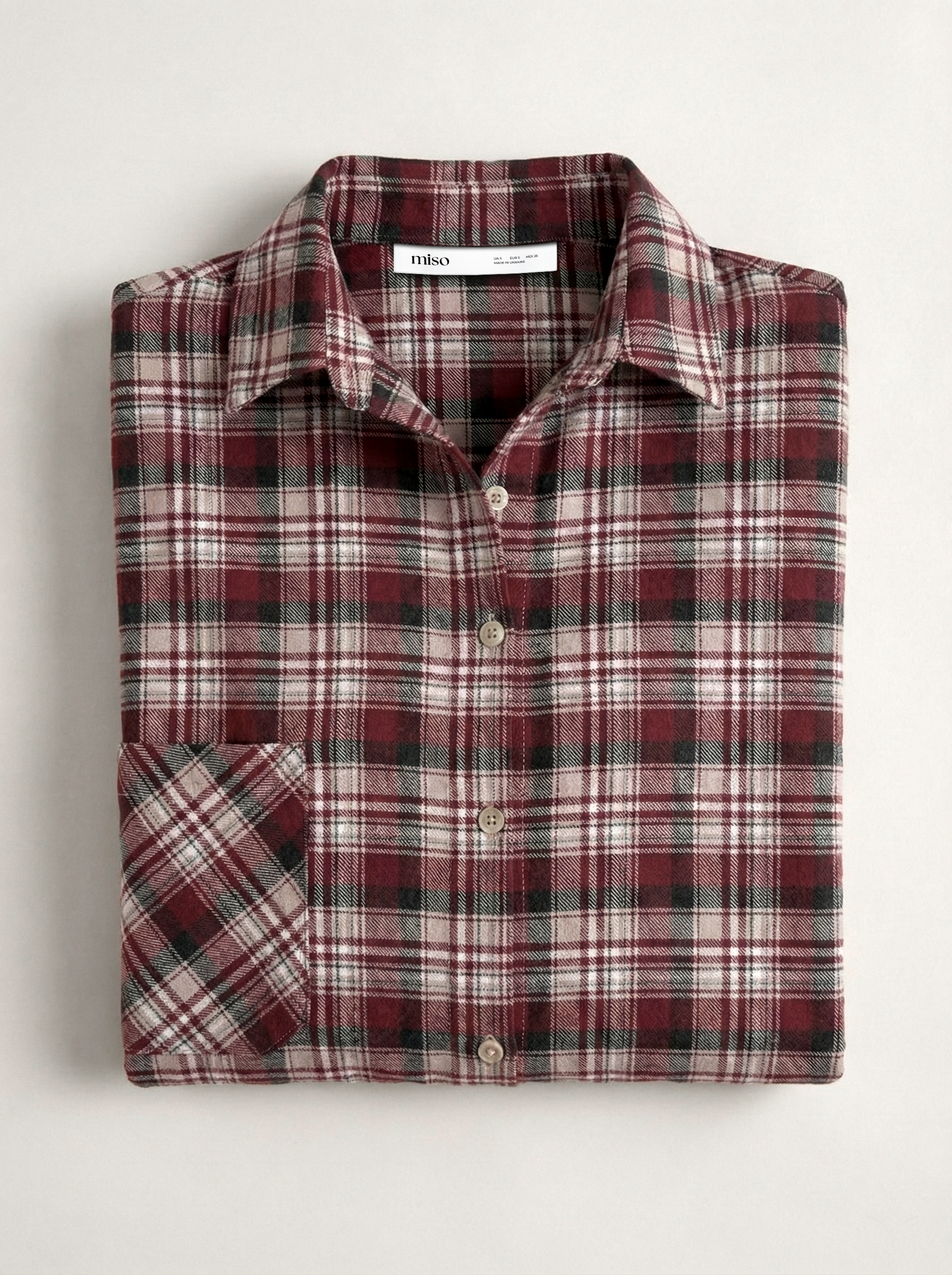 Flannel Shirt burgundy "small milky-black check"