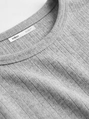 Ribbed knitted suit wide pants and longsleeves gray