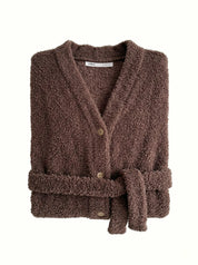 SOFT Terry Button Down Sweatshirt Brown