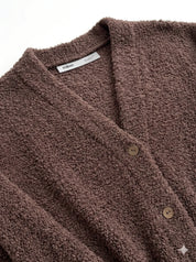 SOFT Terry Button Down Sweatshirt Brown