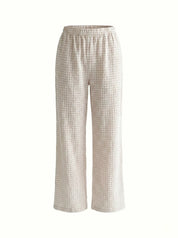 Muslin Pants Mono beige check on milky 2-ply