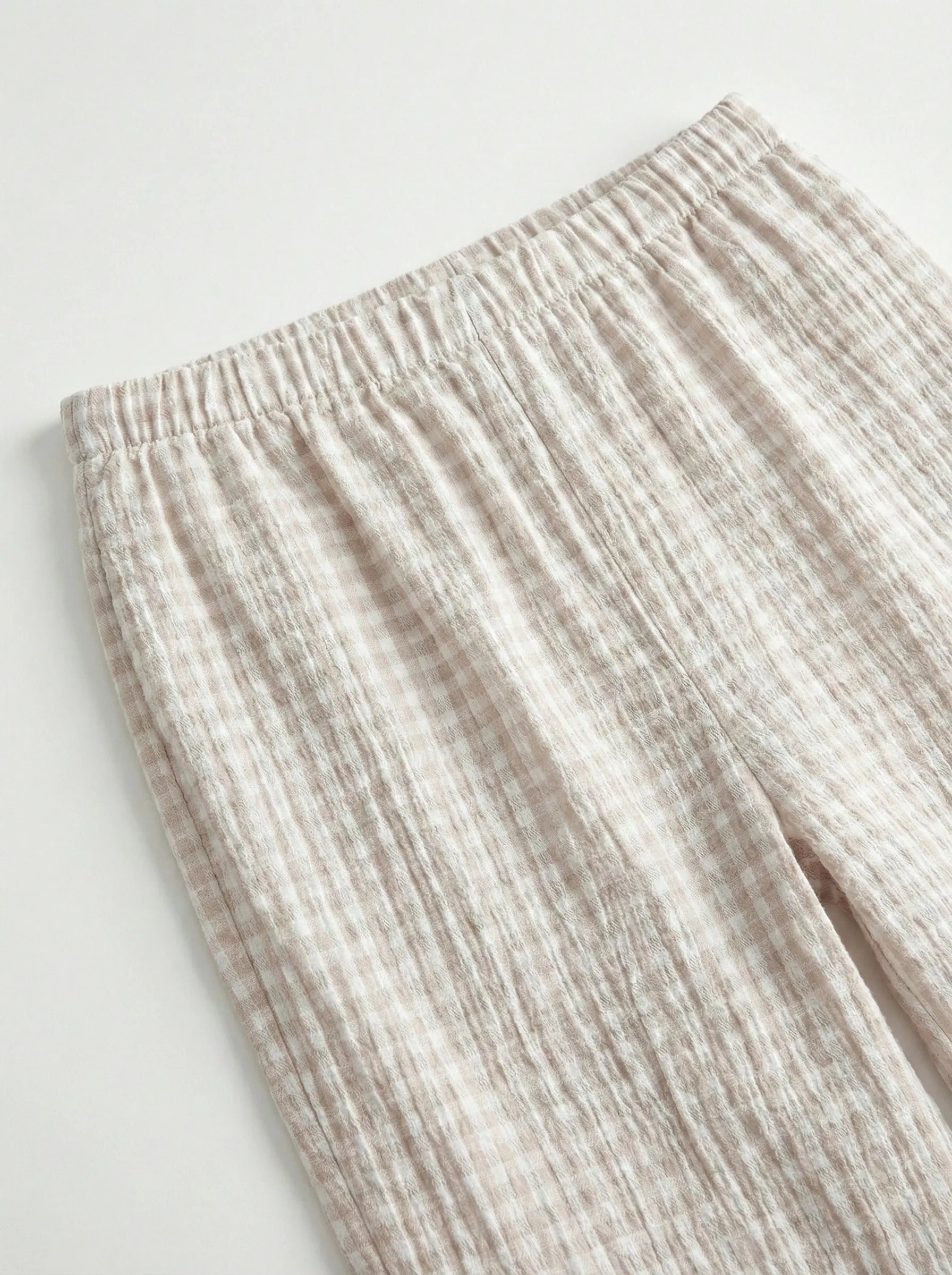 Muslin Pants Mono beige check on milky 2-ply