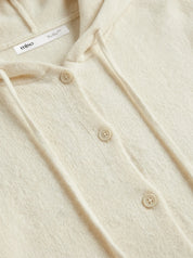 Wool cardigan with hood and buttons milky