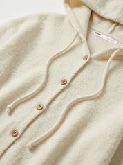 Hooded cardigan with brown buttons, milky