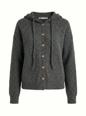 Hooded cardigan with buttons graphite