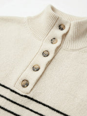 Wool sweater with striped collar