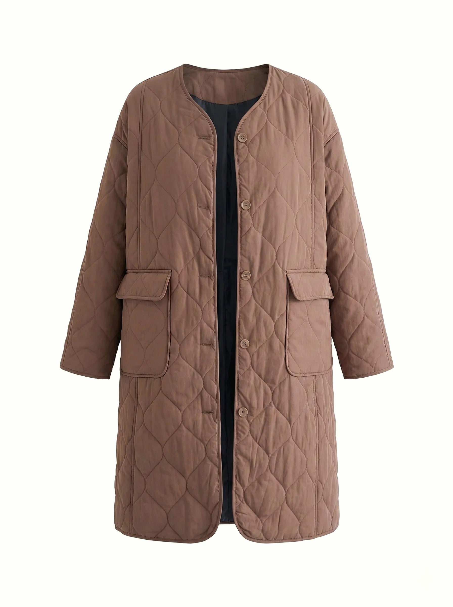 Quilted demi-season coat, mocha