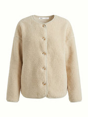 Teddy plush demi-season jacket milky