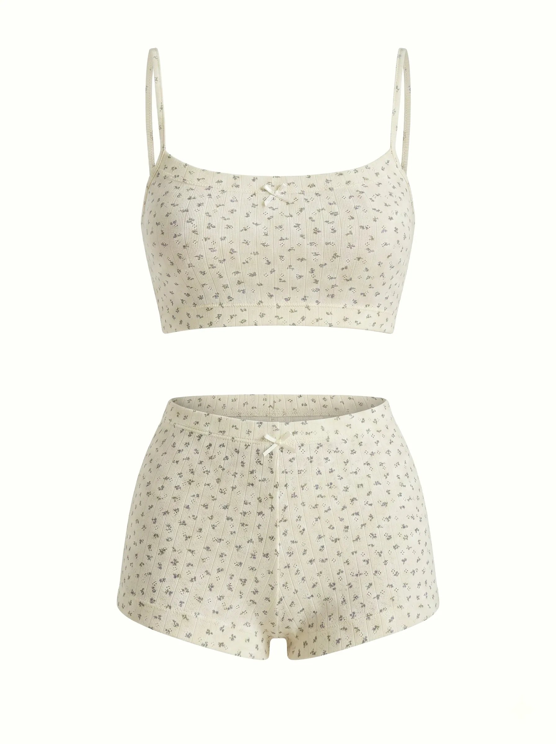 Ribana Set Strappy Top and Mini Shorts Blue Flower