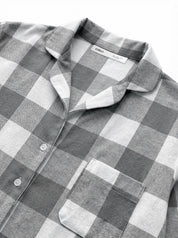 Flannel pajama set "large gray check" on milky