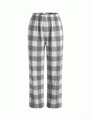 Flannel pajama set "large gray check" on milky