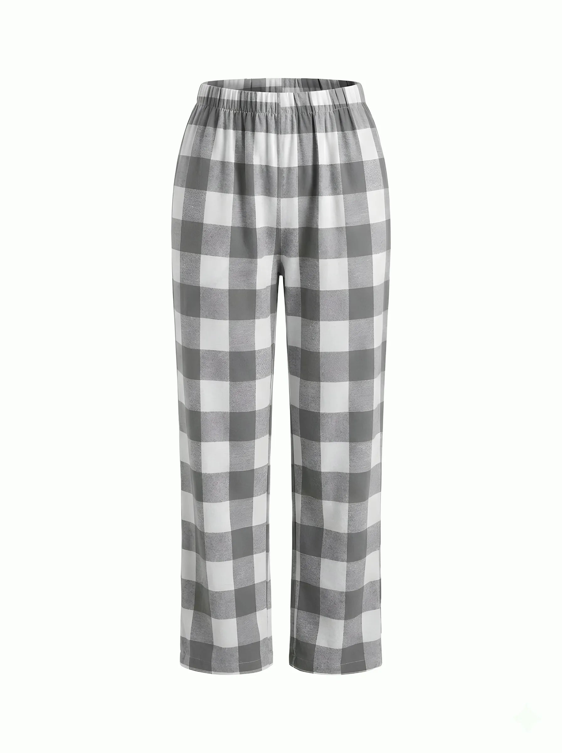Flannel pajama set "large gray check" on milky