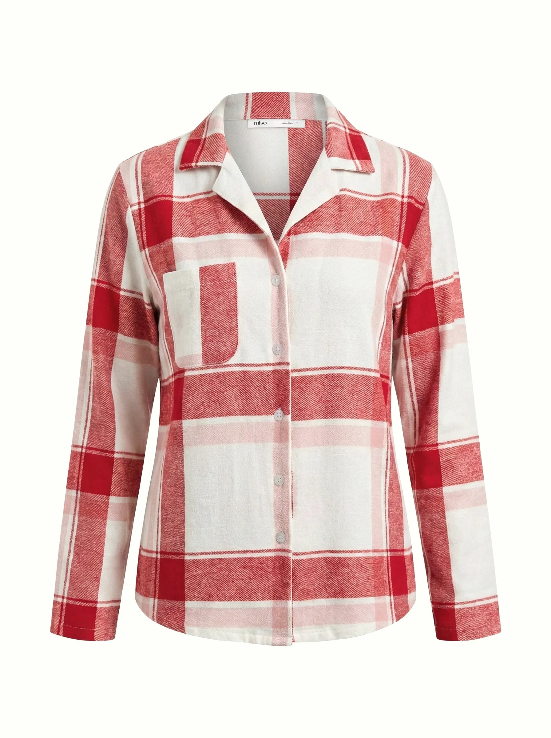 Flannel pajama set "red check" on milky