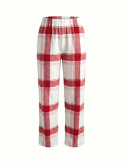 Flannel pajama set "red check" on milky