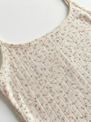 Ribbed sleep dress with ruffles pink flower
