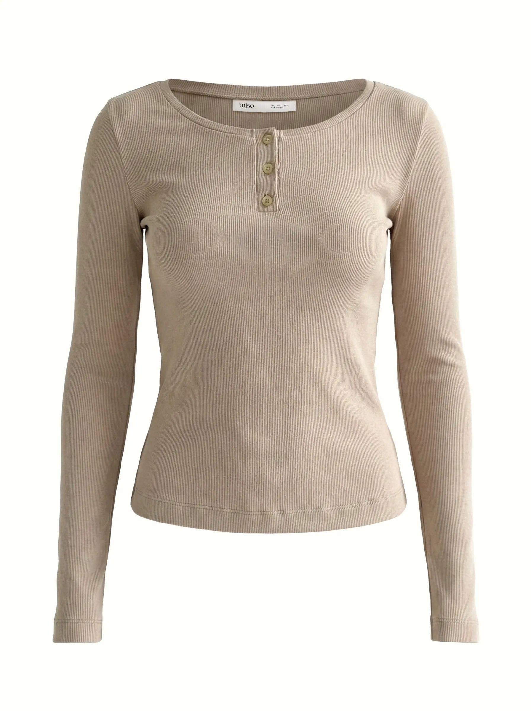 Ribbed knitwear Longsleeve beige