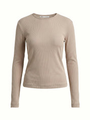 Ribbed knitwear Longsleeve beige (without button)