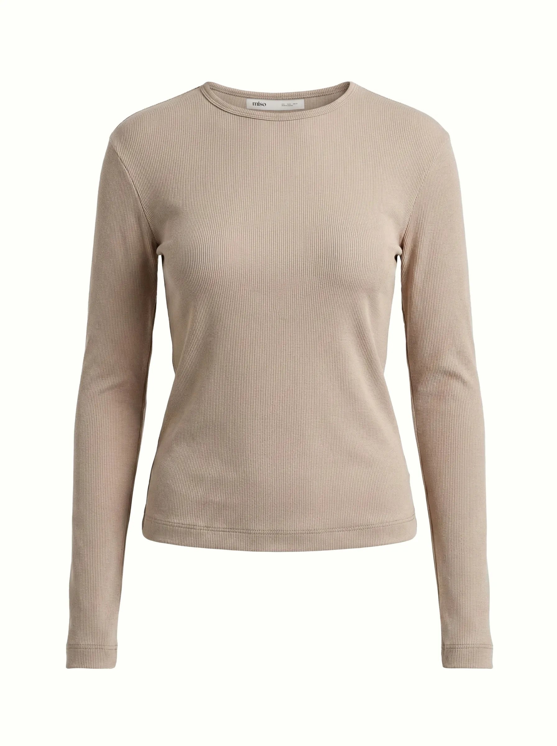 Ribbed knitwear Longsleeve beige (without button)