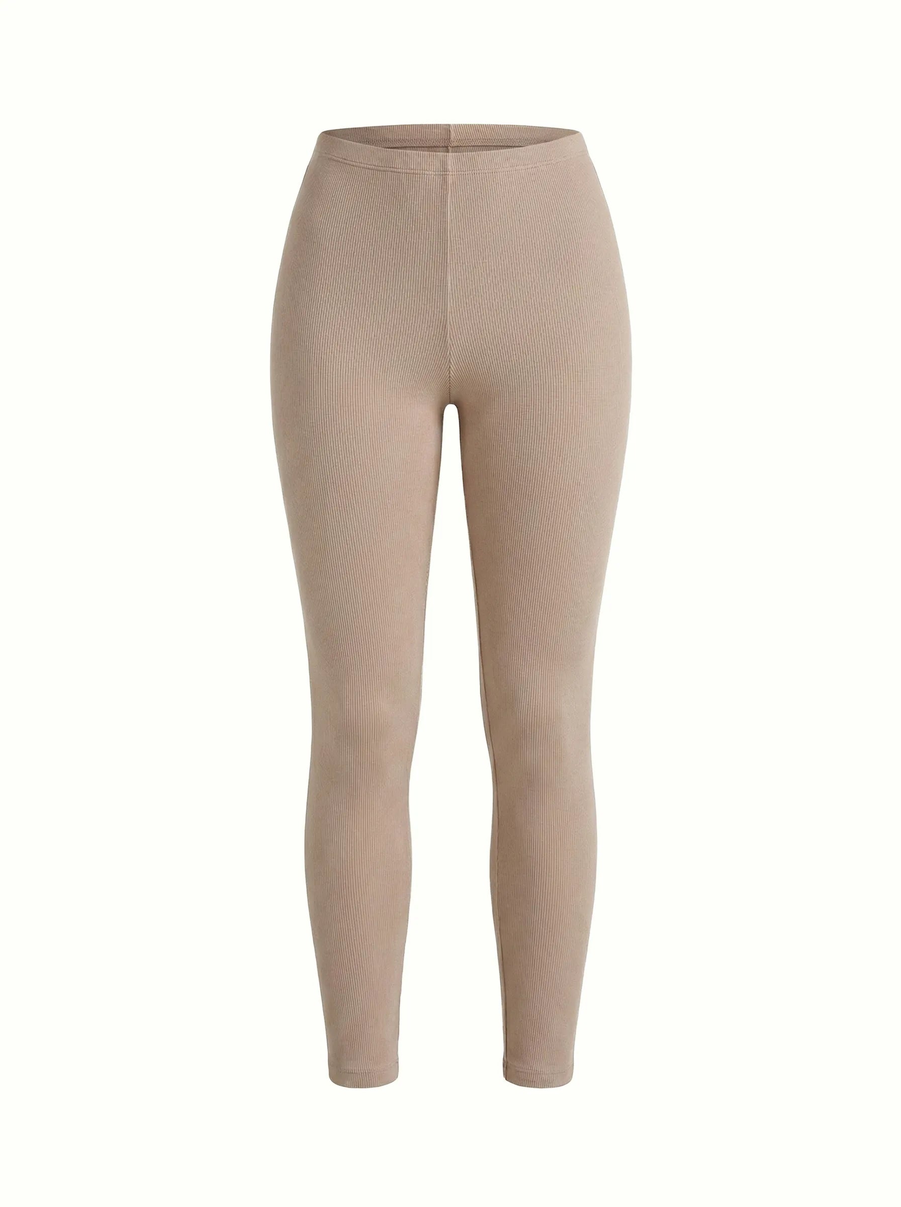 Rib knitwear Beige leggings